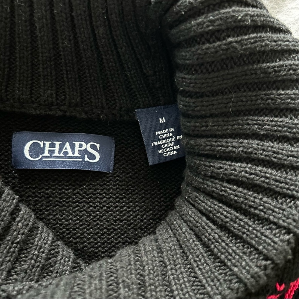 Chaps Ralph Lauren Nordic Inspired Shaw Collar Pullover Sweater Red Black Preppy - Picture 5 of 5